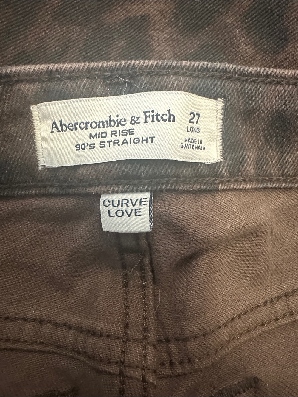 Abercrombie & Fitch Women's Straight Leg Jeans in Dark Brown Leopard - Picture 2 of 2